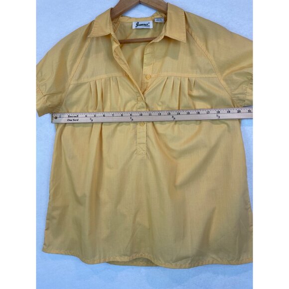 Vintage Joanna Blouson Top Peasant Style Yellow Short Sleeve Womens Size M - Picture 7 of 8
